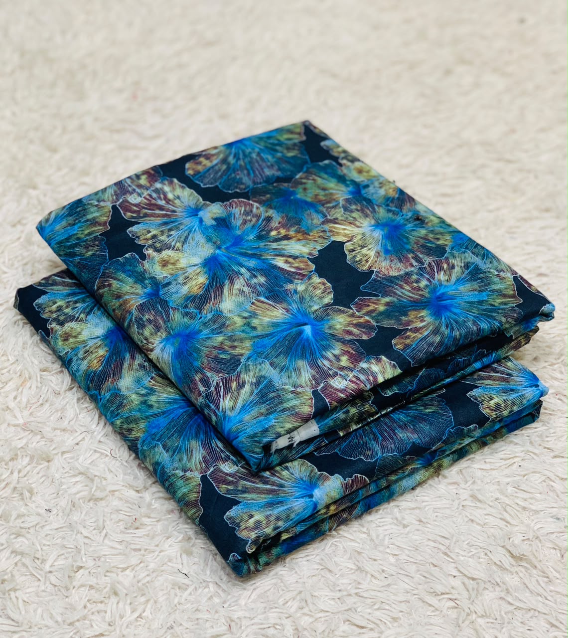001 - Midnight Navy & Electric Cyan - Shifa Zahra - Classic Lawn