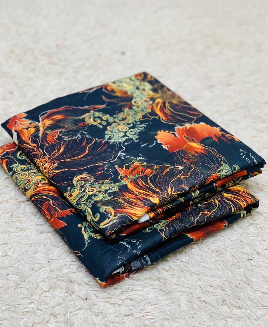 002 - Charcoal Black & Fiery Amber - Shifa Zahra - Classic Lawn