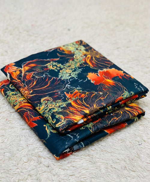 002 - Charcoal Black & Fiery Amber - Shifa Zahra - Classic Lawn