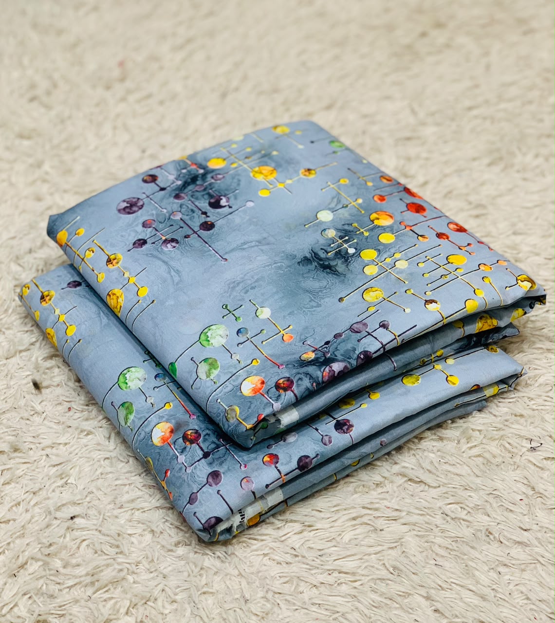 016 - Slate Blue & Geometric Constellation - Shifa Zahra - Classic Lawn