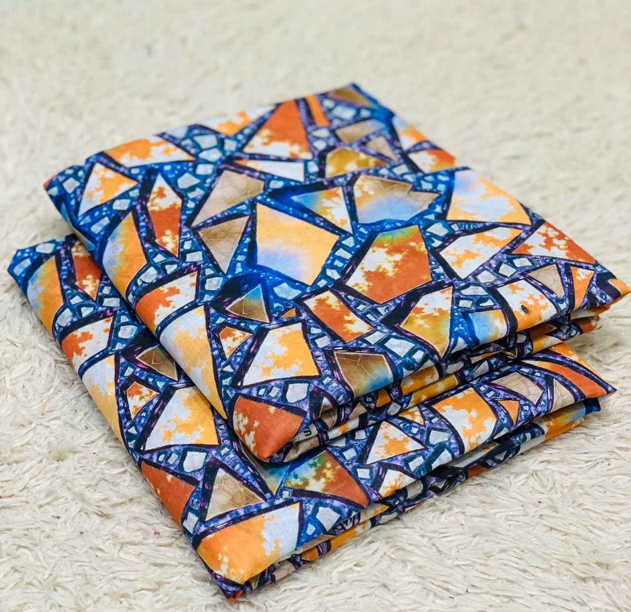 017 - Cobalt Blue & Electric Orange - Shifa Zahra - Classic Lawn
