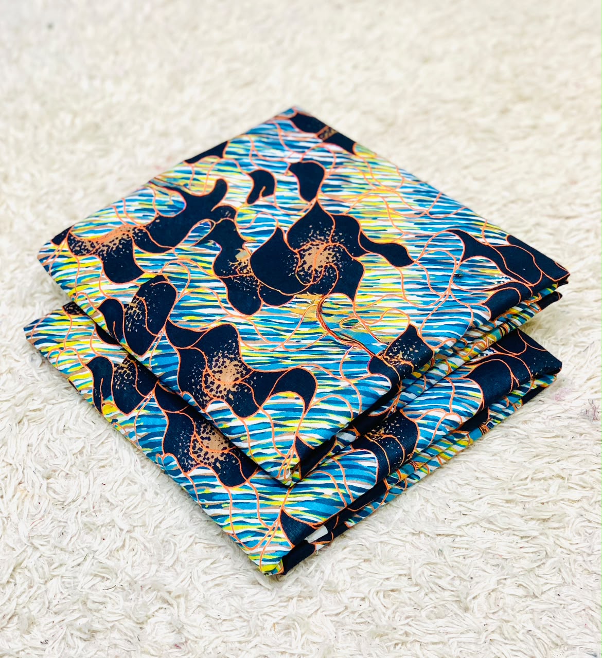 020 - Ocean Wave & Ankara Floral - Shifa Zahra - Classic Lawn