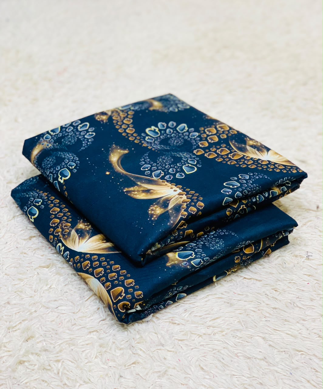 021 - Midnight Navy & Golden Swirl - Shifa Zahra - Classic Lawn