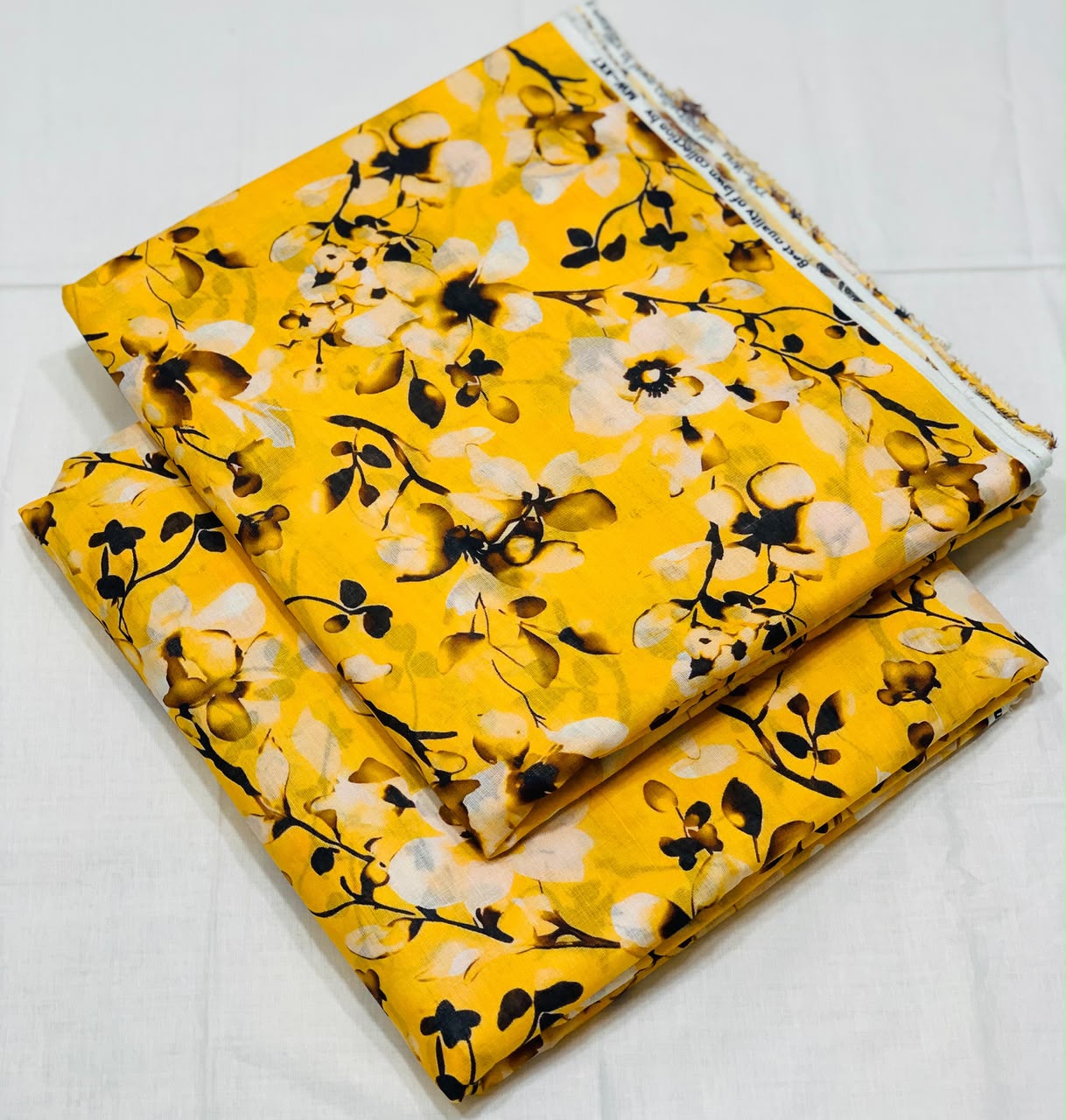 049 - Mustard Yellow & Charcoal Blossom - Shifa Zahra - Classic Lawn