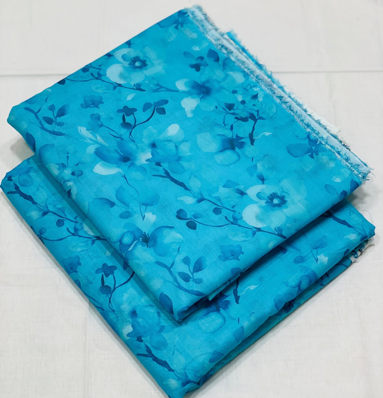 050 - Sky Blue & Ocean Silhouette Blossom - Shifa Zahra - Classic Lawn
