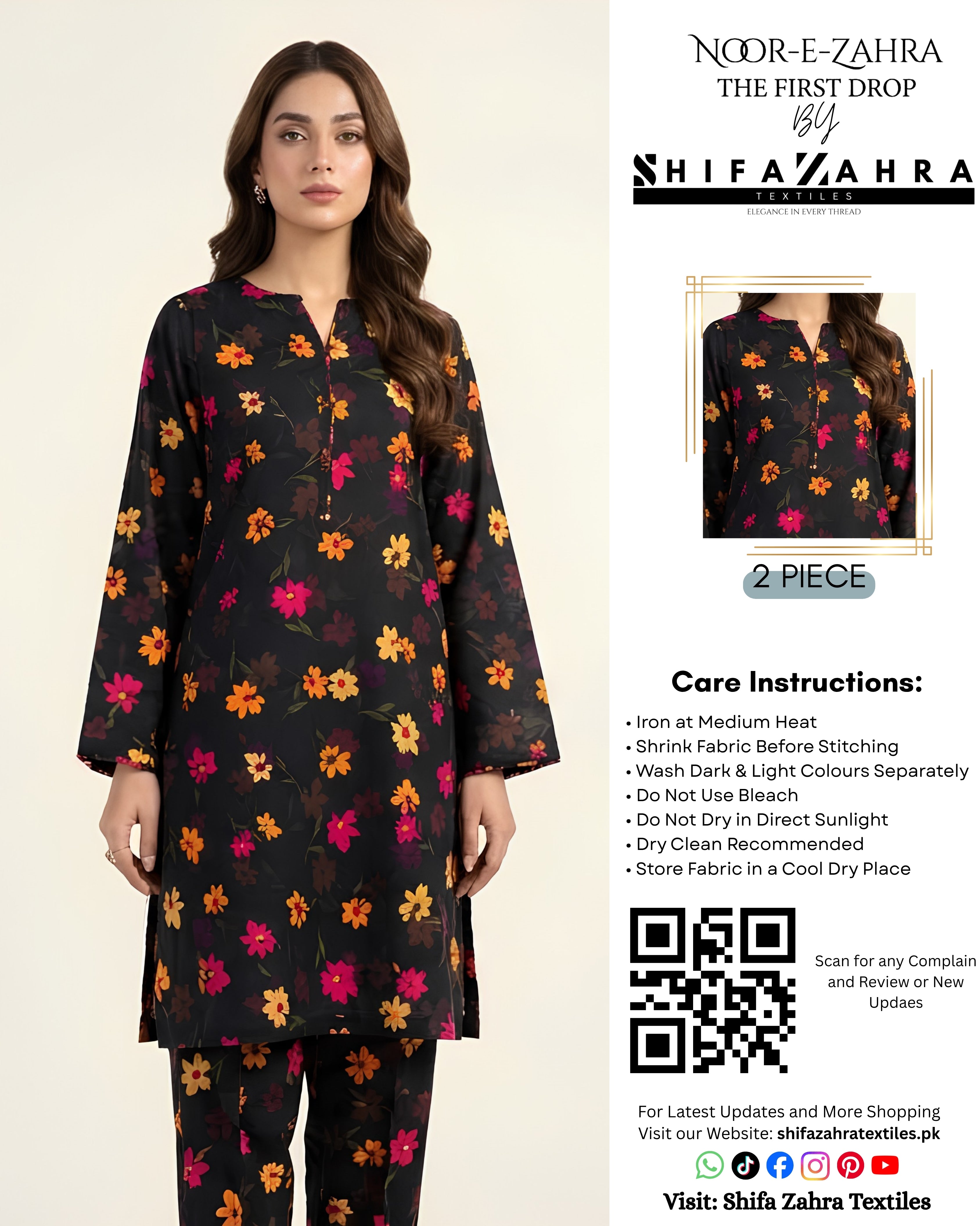 Article 004 – Charcoal Black Floral 2-Piece Set