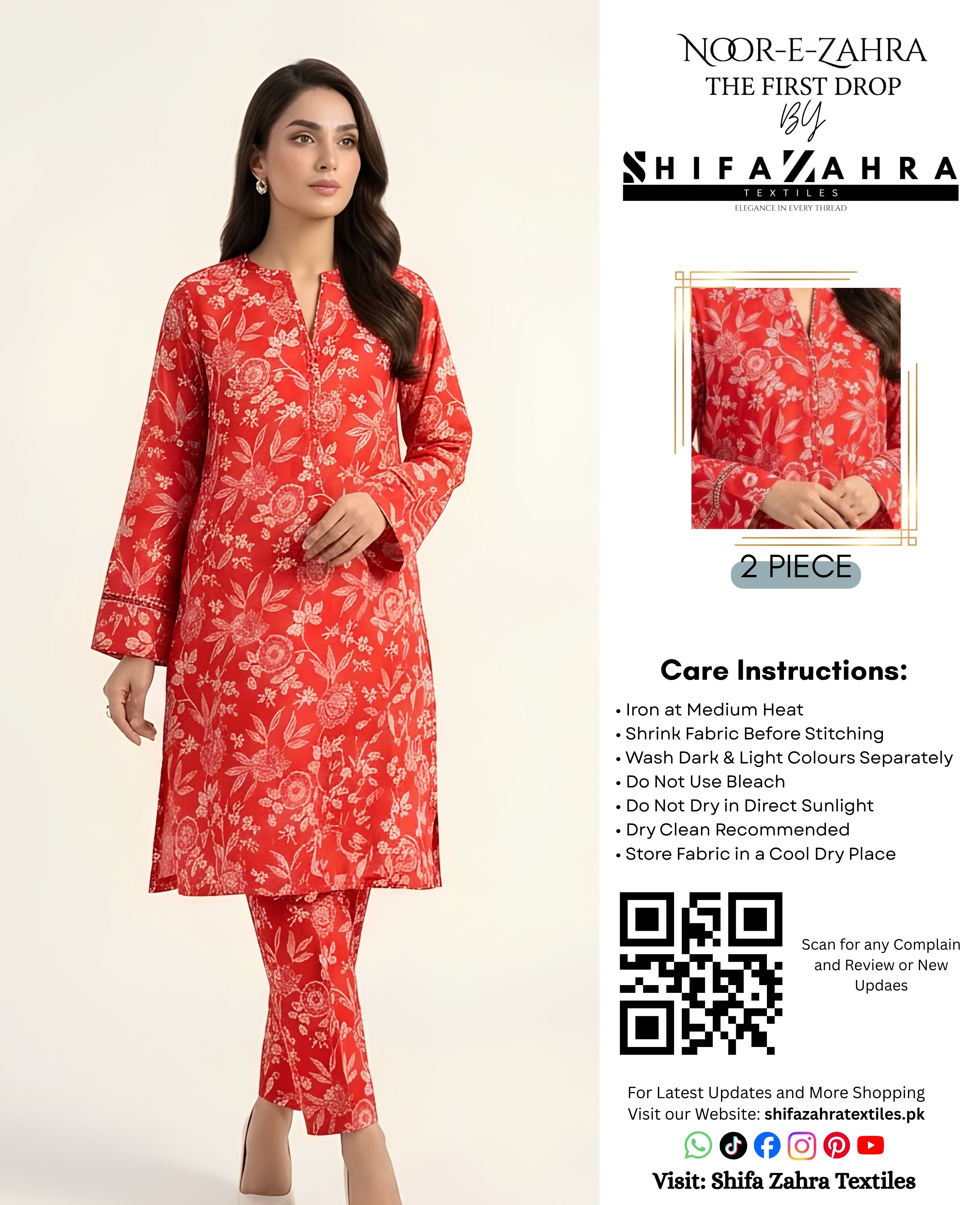 Article 010 – Crimson Red Floral 2-Piece Set